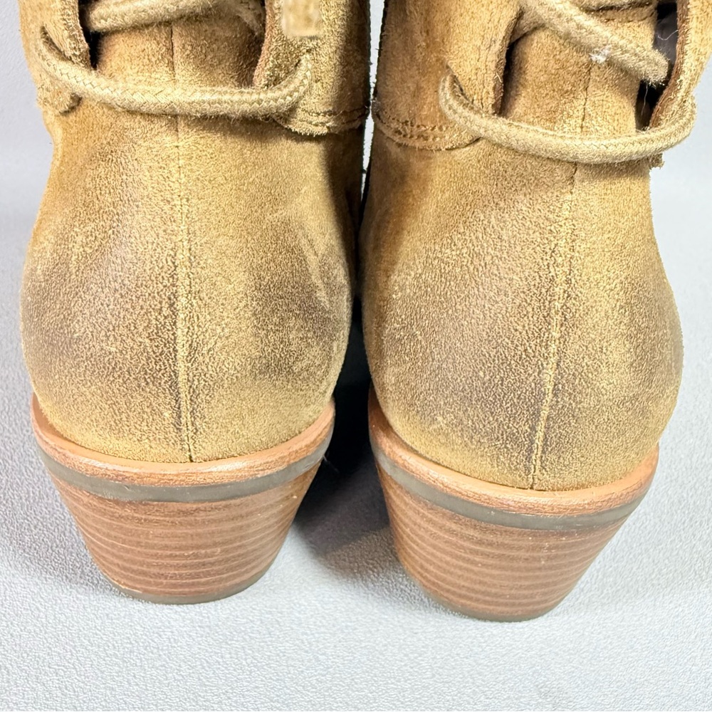 SOFFT Sharnell Tan Distressed Suede Lace-Up Western Inspired Tall Boots - Picture 7 of 15
